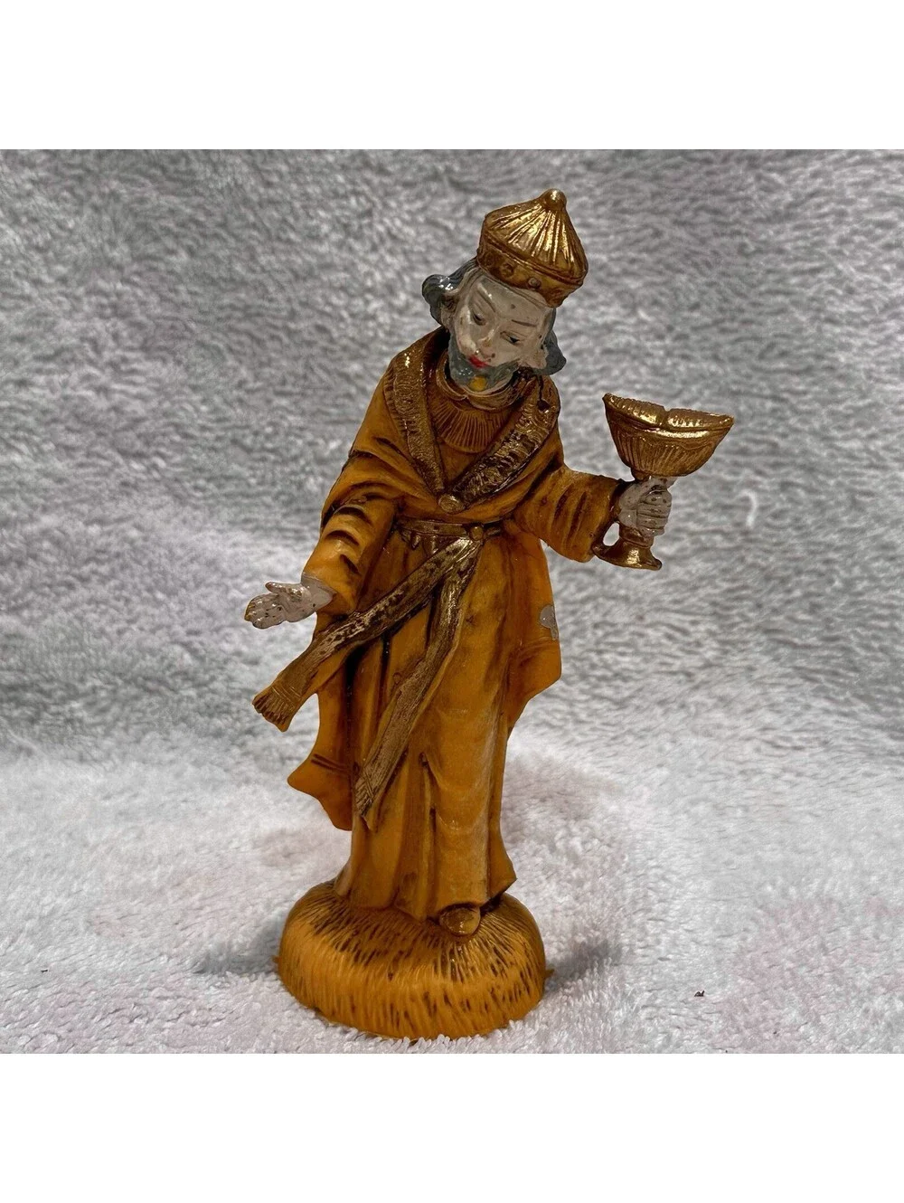 Vintage Nativity Replacement 5” Figurine - Wiseman Golden Attire, Italy
